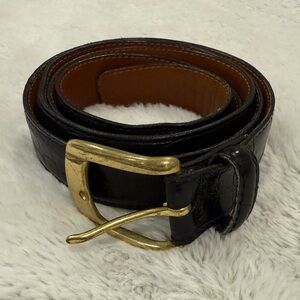 **Lejon Brown Leather Belt – Size 46 – Alligator Grain Embossed Steerhide**